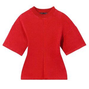 Proenza Schouler Eco-Cotton Waisted T-Shirt in Poppy Red Size L